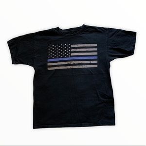 Ranger Up Black T-Shirt with American Flag